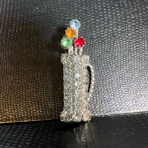 Golf bag rhinestone brooch pin